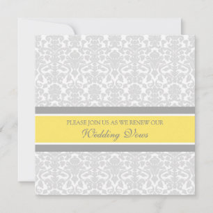 Lemon Grey Damask Wedding Vow Renewal Invitations