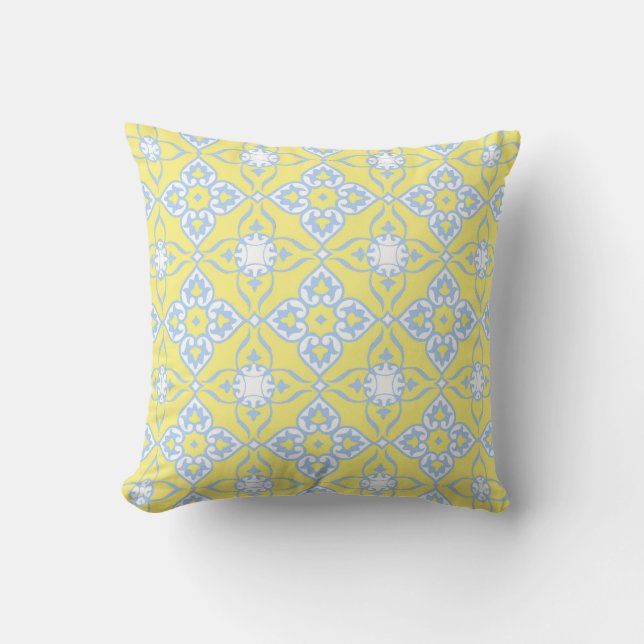 Lemon Grey Reversible Throw Pillow (Front)