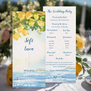 Lemon Grove Coastal Wedding Ceremony Program Invitation