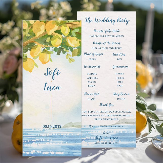 Lemon Grove Coastal  Wedding Ceremony Program Invitation (Lemon Grove Coastal Wedding Ceremony Program)
