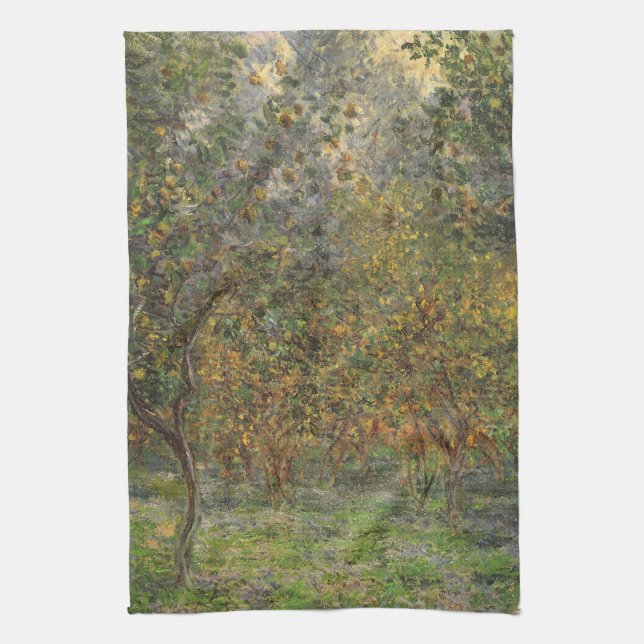 Lemon Grove in Bordighera by Claude Monet Tea Towel (Vertical)