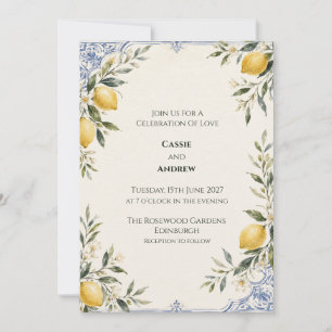 Lemon Grove Mediterranean Tile Wedding Invitation