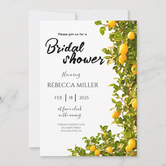 Lemon Grove Romance bridal shower Invitation (Front)