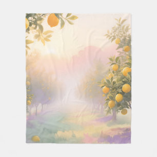 Lemon Grove Watercolor Fleece Blanket