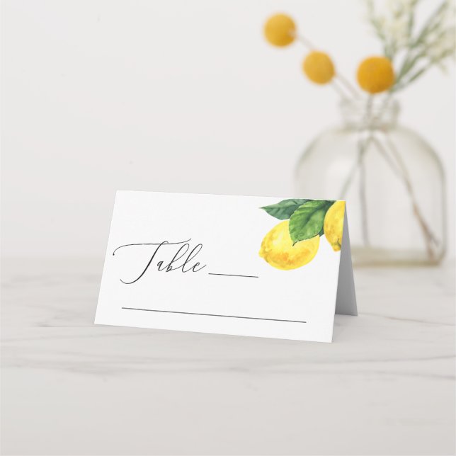 Lemon Grove Wedding | Mediterranean Citrus Folded Place Card (Front)