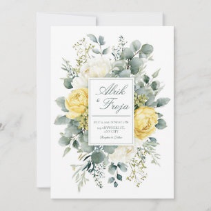 Lemon Grove Yellow and Greenery Wedding Invitation