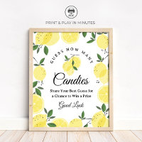 Lemon Guess How Many Candies Game Sign