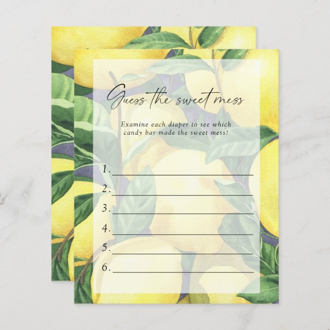 Lemon - Guess the Sweet Mess Baby Shower Game (Front/Back)