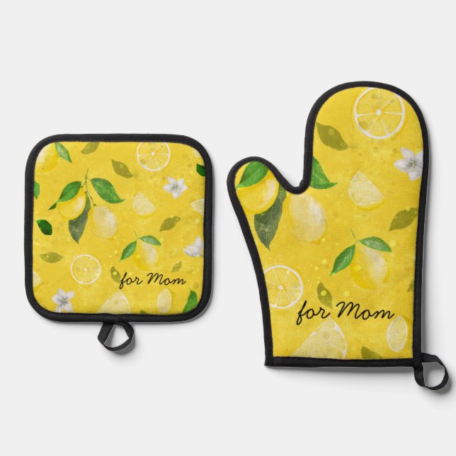 Lemon happy cheerful kitchen - for Mum Oven Mitt & Pot Holder Set (Front)
