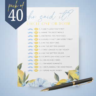 Lemon He Said She Said Shower Game Pack Notepad