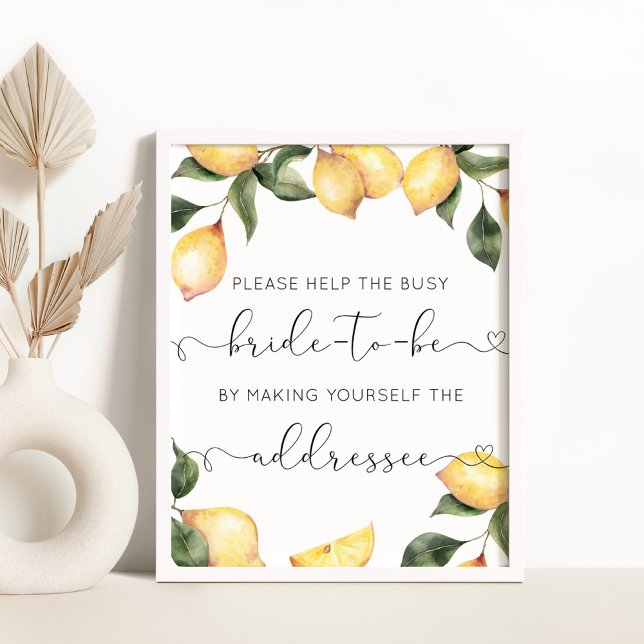 Lemon help the busy bride Address an Envelope Poster (Creator Uploaded)