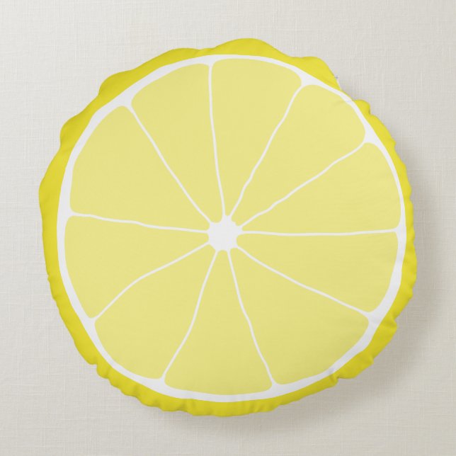 Lemon Home Decor, Meyer Lemon Pillow, Lemon Art Round Cushion (Back)