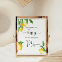 Lemon how many kisses bridal shower game poster