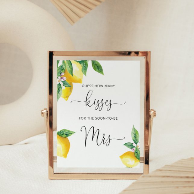 Lemon how many kisses bridal shower game poster (Creator Uploaded)