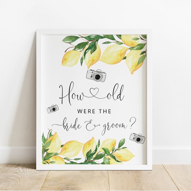 Lemon How Old Were They Bridal Shower Game Sign (Creator Uploaded)