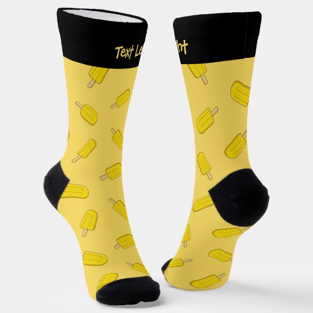 Lemon Ice Cream Stick Pattern Socks (Angled)