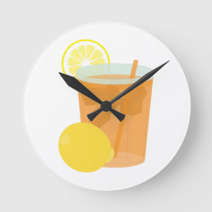 Lemon Iced Tea Round Clock