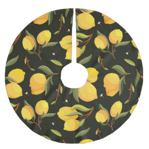 Lemon Illustration: Handpainted Seamless Pattern. Brushed Polyester Tree Skirt