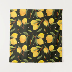 Lemon Illustration: Handpainted Seamless Pattern. Tapestry