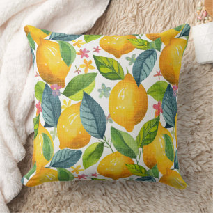 lemon in yellow pattern cushion