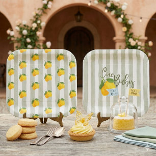 Lemon Italian Amalfi Gender Neutral Baby Shower Paper Plate