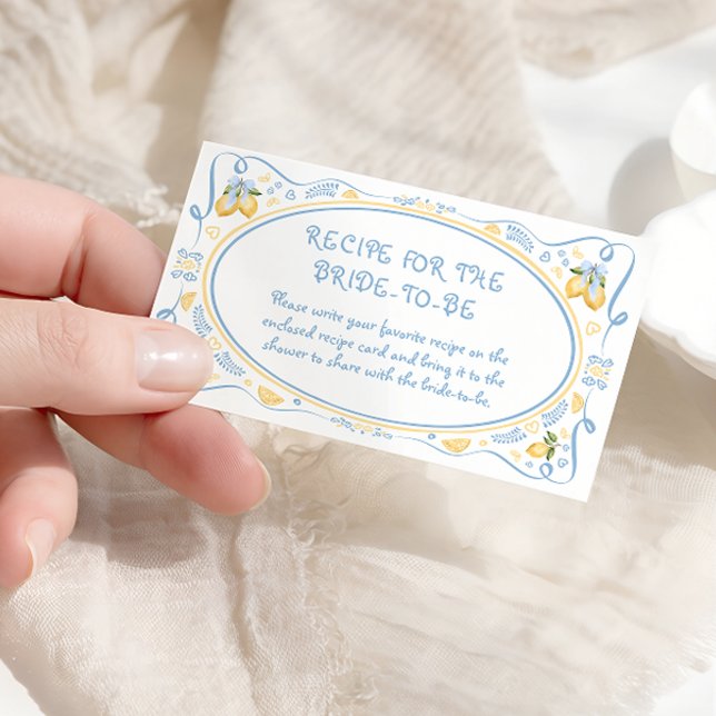 Lemon Italian Bidal Shower Recipe for the Bride En Enclosure Card (Creator Uploaded)