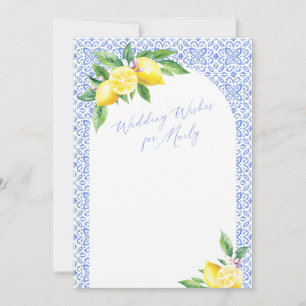 Lemon Italian Blue Tile Positano Blank Card