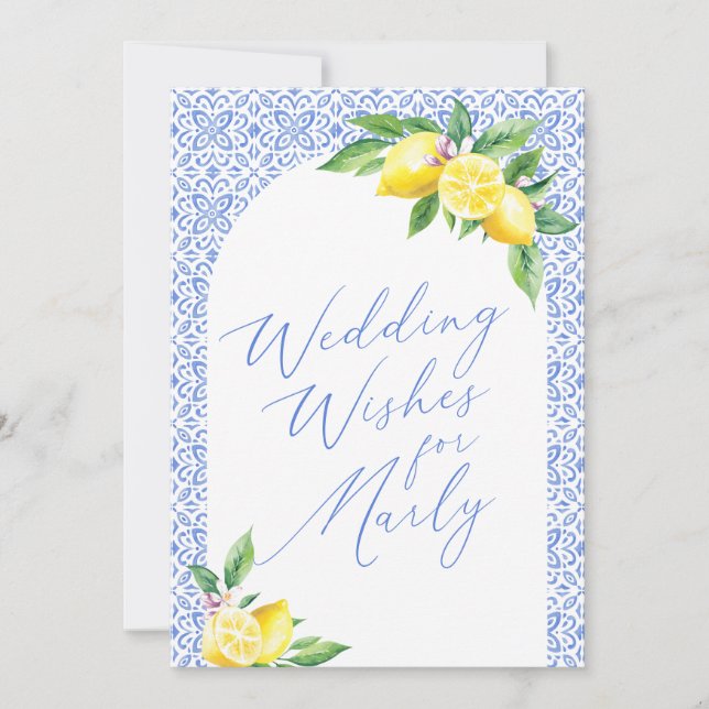 Lemon Italian Blue Tile Positano Wedding Wishes (Front)