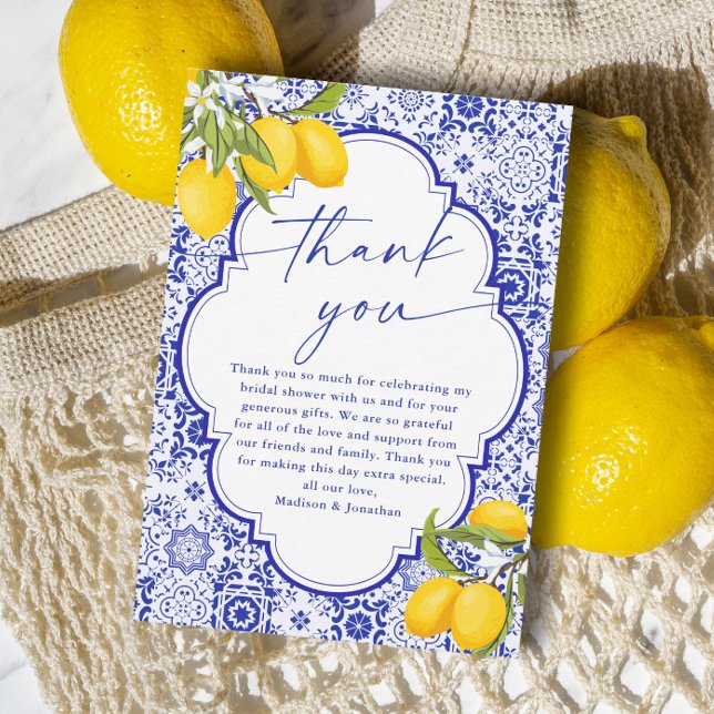Lemon Italian Main Squeeze Bridal Shower Thank You Card (Creator Uploaded)