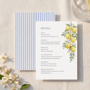 Lemon Italian Wedding Details Enclosure Card