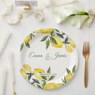 Lemon Italy Personalised Wedding Paper Plates