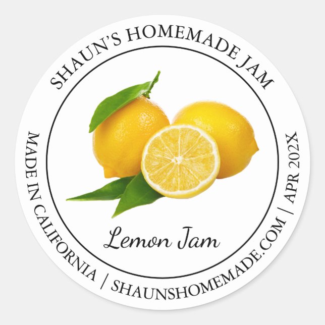 Lemon Jam Modern label (Front)