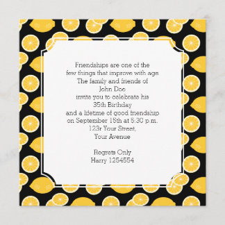Lemon Kawaii Citrus Birthday Party Invitation