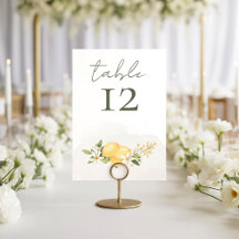 Lemon Kissed Wedding Table Number Card