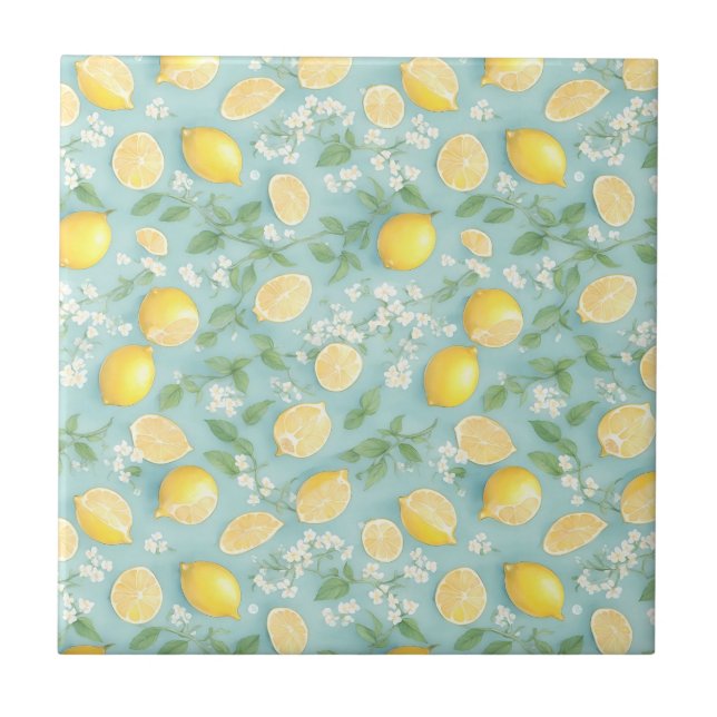 Lemon Kitchen Lemons Pattern Tile (Front)