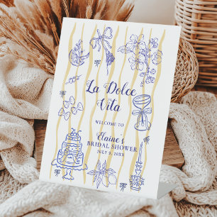 Lemon La Dolce Vita Bridal Shower Welcome Pedestal Sign