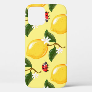 Lemon Ladybug: Tropical Yellow Pattern. iPhone 12 Case