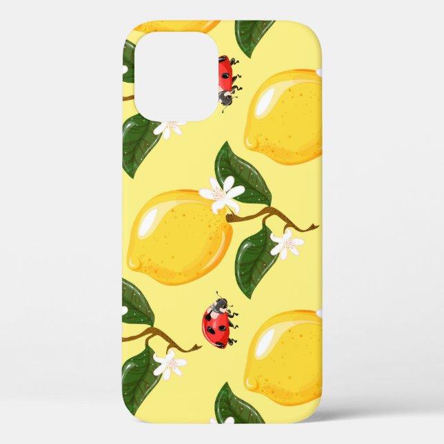 Lemon Ladybug: Tropical Yellow Pattern. Case-Mate iPhone Case (Back)