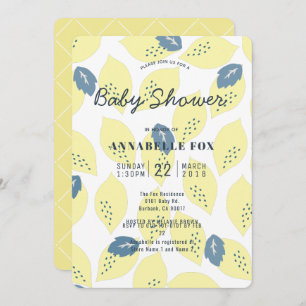 Lemon & Leaf Pattern Baby Shower Invitation