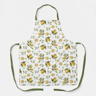 Lemon Leaves Flowers Apron