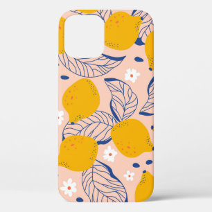 Lemon Leaves: Pink Vintage Seamless. iPhone 12 Case
