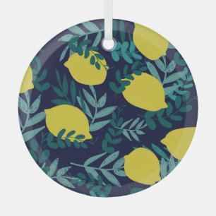 Lemon leaves: vintage illustration background. glass tree decoration
