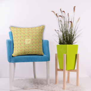 Lemon leaves white yellow orange Pattern  Cushion