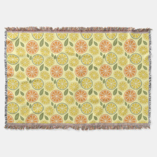 Lemon leaves white yellow Pattern Throw Blanket