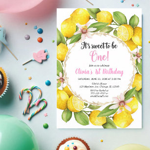 Lemon Lemonade Girl First Birthday Invitation