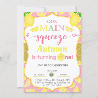 Lemon, lemons girl 1st first birthday invitation.  invitation