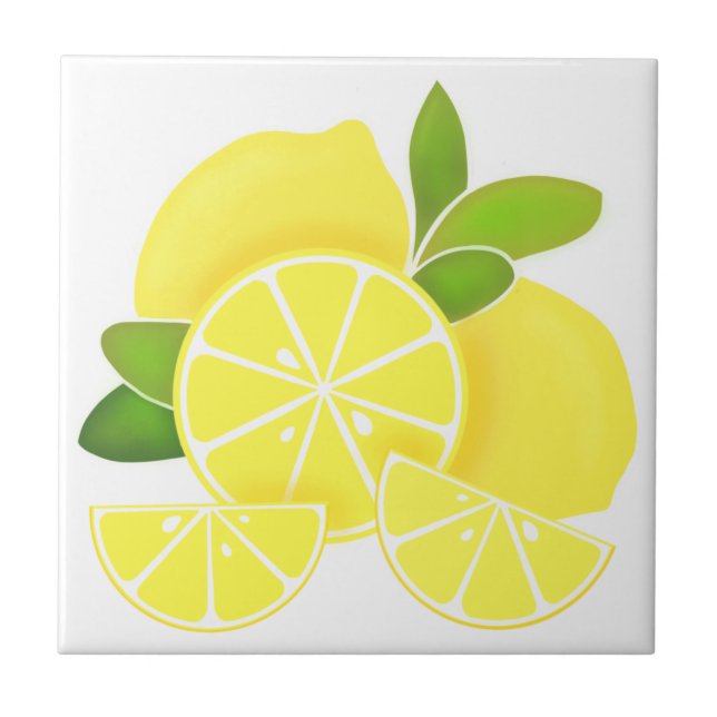 Lemon lemons lemon slices tropical yellow fruit  tile (Front)