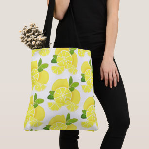 Lemon lemons lemon slices tropical yellow fruit tote bag