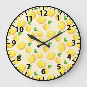 Lemon Lemons Summer Fruit Yellow Wall Clock