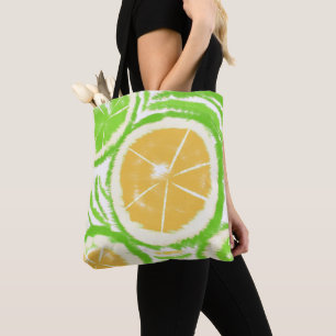 Lemon Lime Abstract Swirl Dye Tote Bag